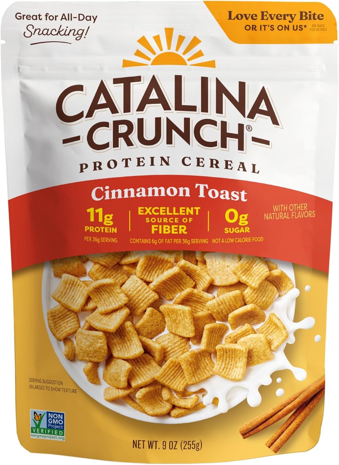 Cinnamon Keto Cereal Low-Carb Zero Sugar Plant Protein 255g Catalina Crunch - Image 2