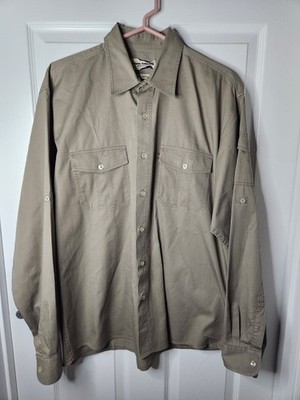 Tom Tailor Sportswear Men s LARGE Khaki L/S Collared Button Up Shirt W/Pockets