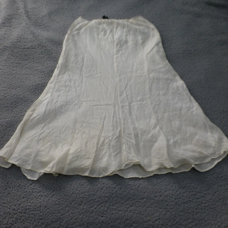 Falda Eileen Fisher Mujer XS Lino Seda Boho Minimalista Blanca Fluida Pull On Foto 2 de 4