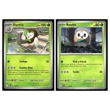 2 Card Pokemon TCG - ME03: Perfect Order - Rowlet 010/088 & Dartrix 011/088 LP