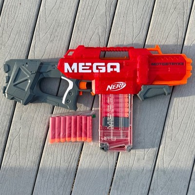 NERF Mega Motostryke Motorized 10 Dart Blaster - Red with Clip and Darts