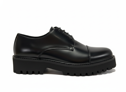 Oxford La Milano Winnie da uomo in pelle nera con punta a coppa con suola a strappo A124146-1 - Foto 2 di 4