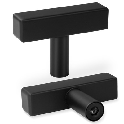 30 Pack Square Cabinet Knobs Matte Black Drawer Knobs 2'' Length, Single Hole Kit