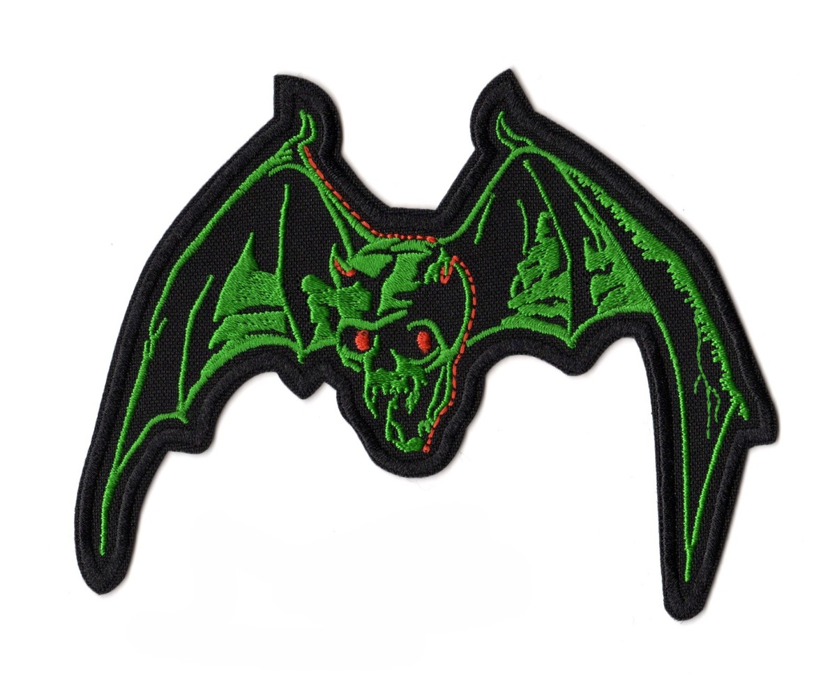 Overkill Bat Patch Embroidered Sew On Band Green Logo American