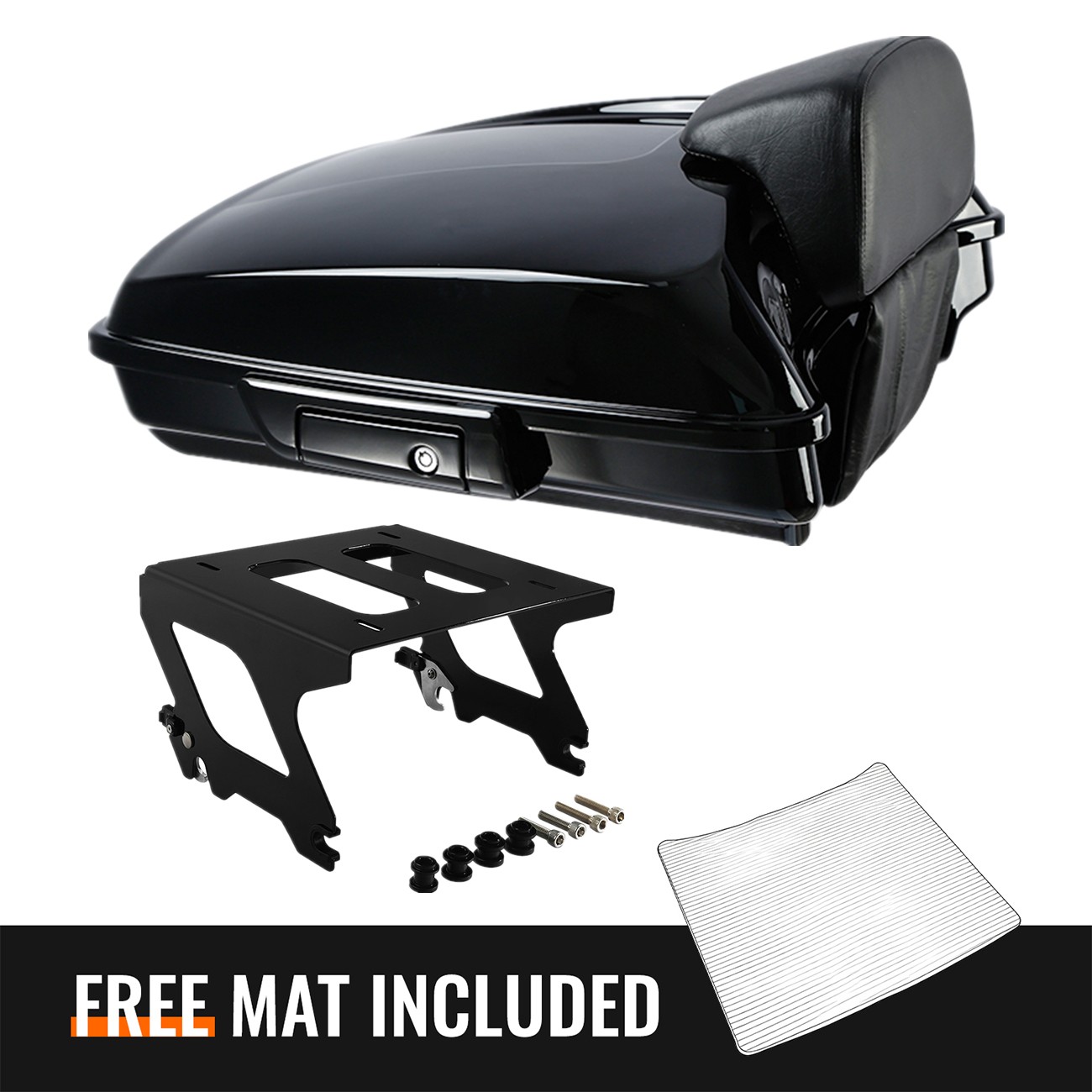 Black Razor Trunk Pad Solo Rack Fit For Harley Low Rider ST FXLRST 2022-2025 24