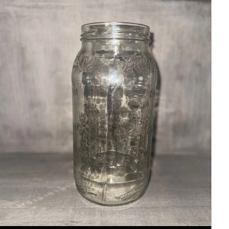 Vlassic Farms Clear Glass Pickle Jar with no lid. 