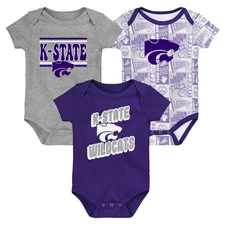 Newborn Purple Kansas State Wildcats Sunday Comics 3-Pack Bodysuit Set