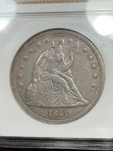 PCGS AU50 1841 SEATED LIBERTY DOLLAR GREAT EYE APPEAL