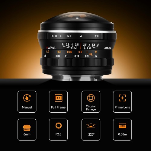 AstrHori 6mm F2.8 Full Frame Wide Angle Fisheye lens for Nikon Z-mount Cameras - Picture 11 of 14