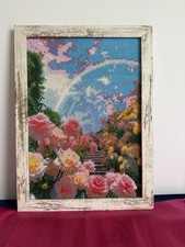 Handmade Framed Diamond Art Floral Landscape Cottage Rainbow Scene Wall Art