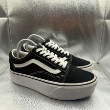 Zapatilla deportiva con plataforma con cordones talla 6,5 Vans Old Skool gamuza negra blanca para hombre 721356