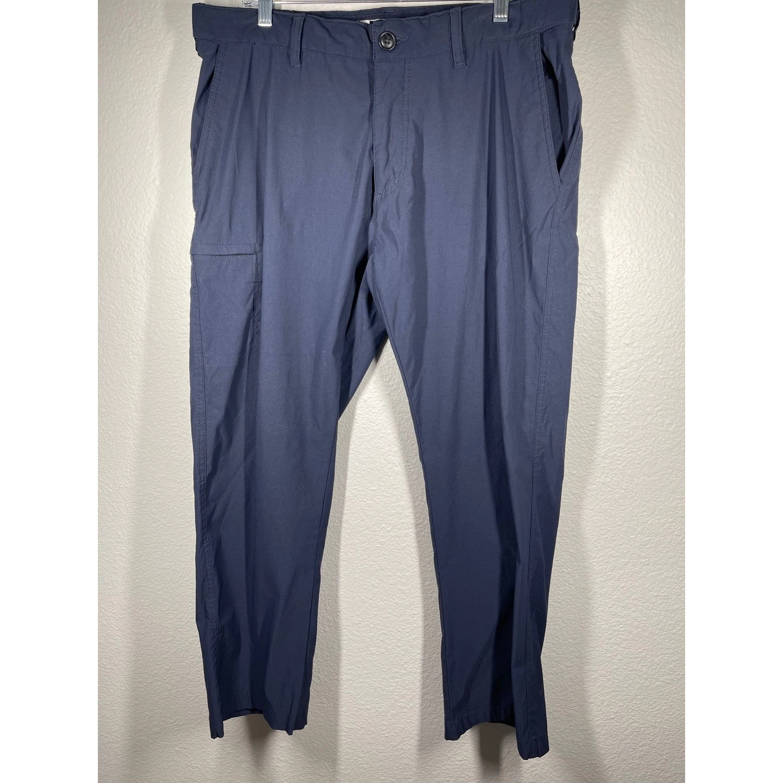 L&B Tech Men Navy Blue Classic Fit Tech Pants 36x30 Utility Pocket Straight Leg