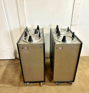 *LOT OF 2"APW WYOTT ML2-9" DUAL 9" PLATE HOLDER DISPENSER CARRIER CART ON CASTER