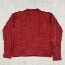 Polo Ralph Lauren Sweater mens S Red Cable Knit Mock Neck Raglan Aran