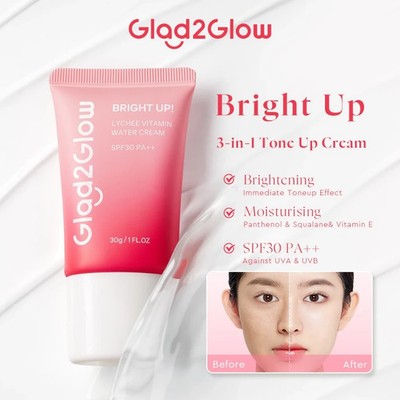 Glad2Glow Lychee Vitamin Water Cream 30g Brightening Moisturizer Tone Up Cream
