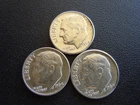 1964 D Roosevelt Dime - 3 Coins  #16