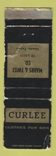 Matchbook Cover - Curlee Clothes Marris Twist Meade KS WORN