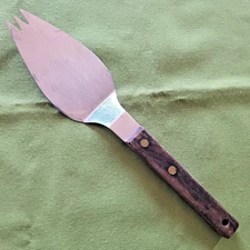 Vernco Pie Cake Server Stainless Serrated Fork Tipped 10" Wood Handle Japan