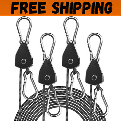 4-Pack 1/8'' Adjustable Rope Hanger, Heavy Duty Ratchet Tie down Strap