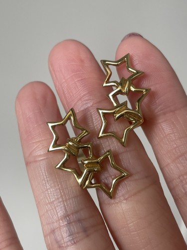 K18 Tiffany & Co. triple stars earrings ear clips - Imagen 6 de 9