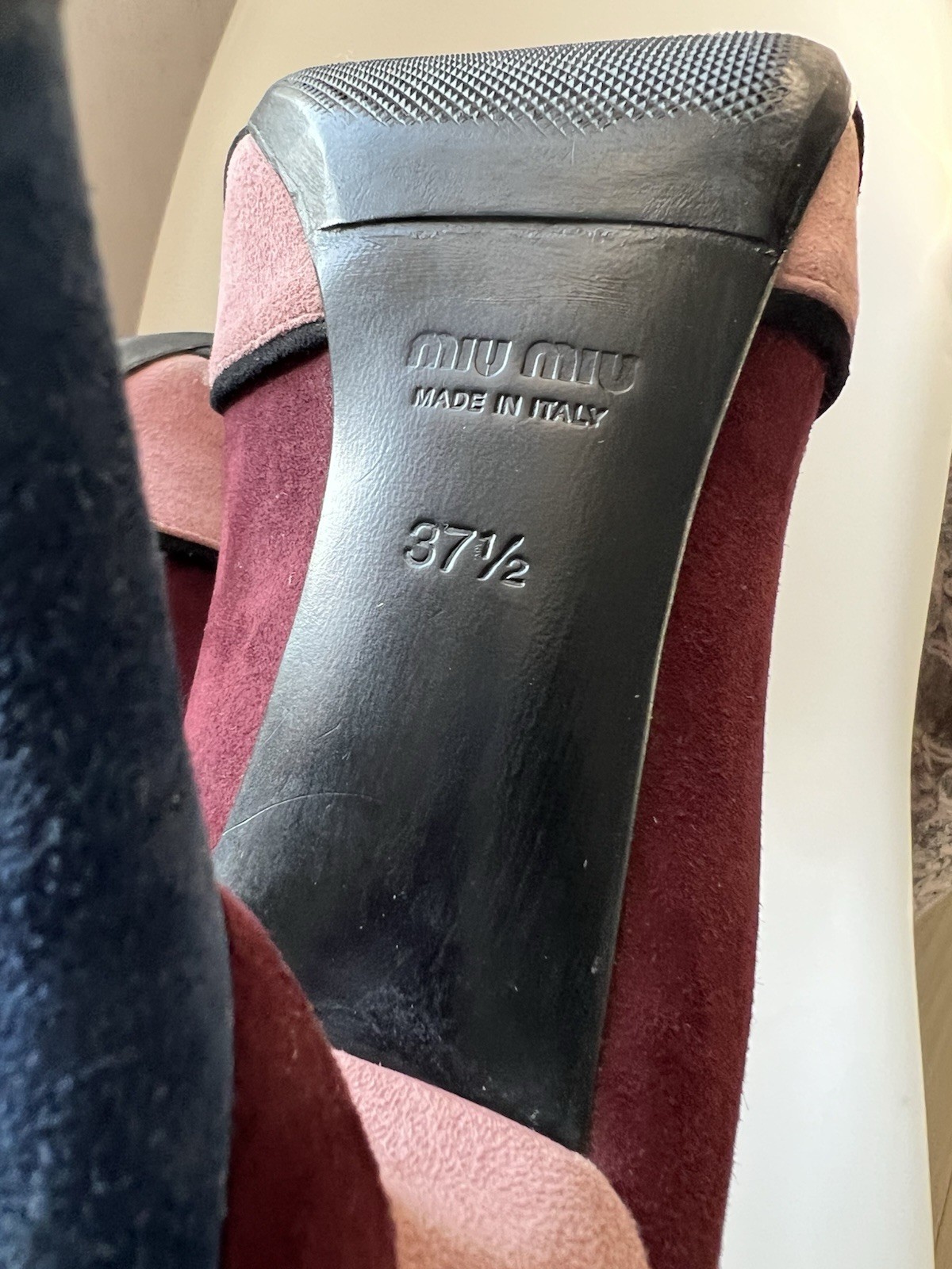 Miu Miu Prada Women's Heels Shoes Suede Multicolored Size 37,5 US 7.5-8.5 thumbnail 10