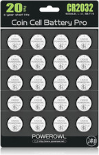 High Capacity CR2032 Battery 20-Pack 3V Lithium Batteries, Leak-Free, Long Las