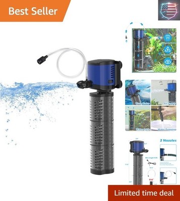 Aquarium Filter Powerful 260GPH for 35-75 Gallon Fish Tank Small Pond Fountai...