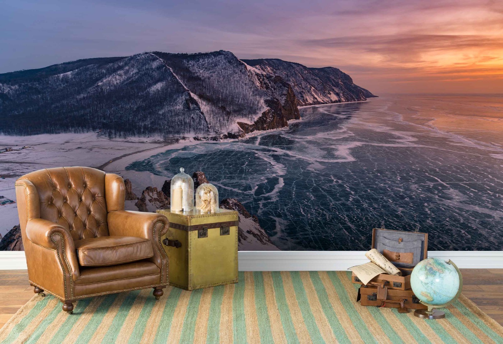 3D Mountain Lake Sunset Landscape Wall Murals Wallpaper Murals Wall Sticker