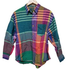 VTG Ralph Lauren Country Colorful Plaid Button Up Long Sleeve Shirt Mens L