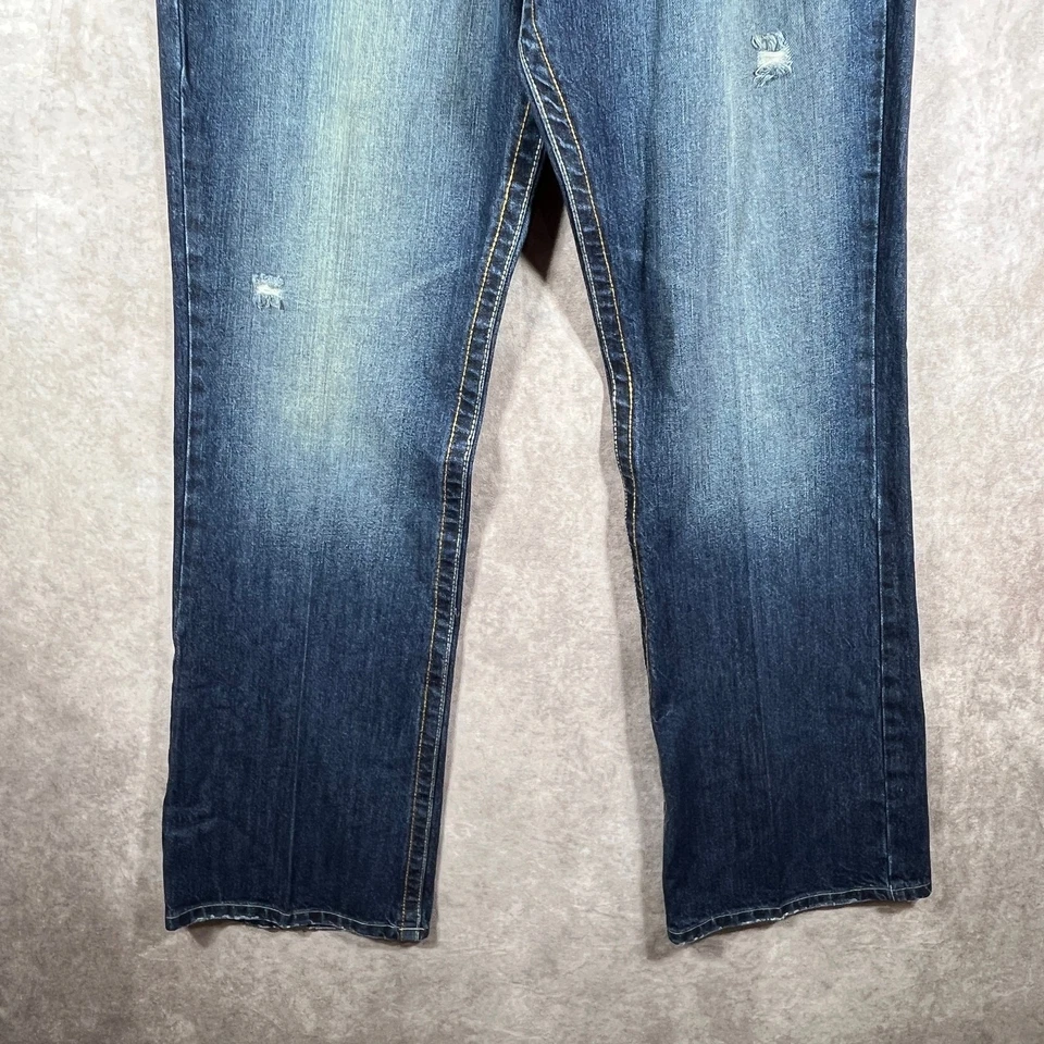 Cinch Dally White Label Jeans Men 35X34 Blue Denim Dark Wash Distressed Straight - Image 3 of 4