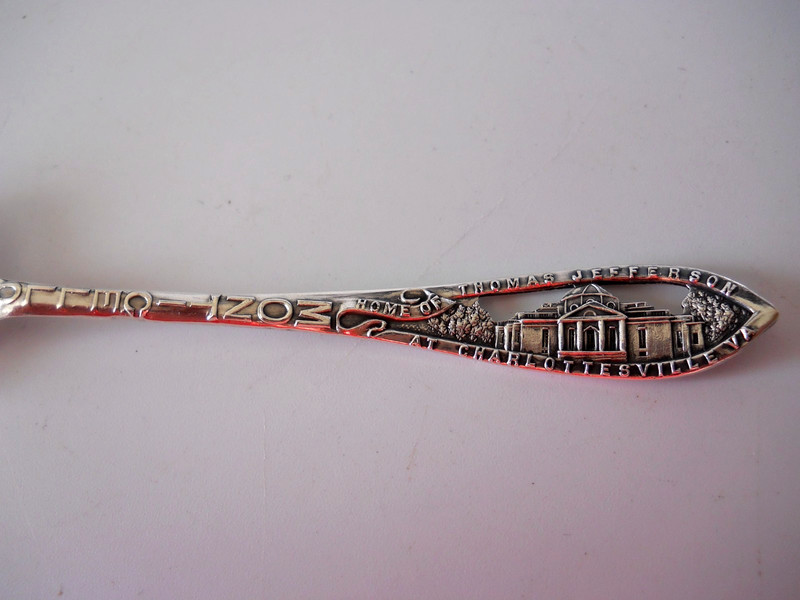 Sterling Silver Souvenir Spoon Monticello Home of T. Jefferson 5 1/4" 14.3g.