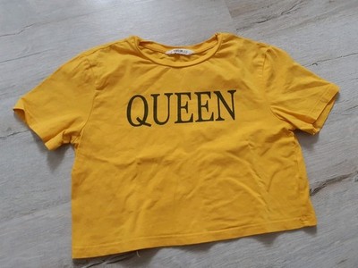 Mädchen crop Top Kurzes Shirt Top bauchfrei Oberteil Gr.140 Gelb Queen