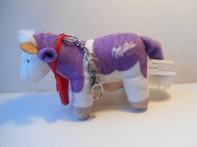 Schlüsselanhänger, Stofftier,lila Kuh, Milka, 13 cm ,Promidea, top