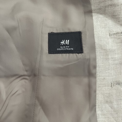H&M Men's Linen Waistcoat Vest Beige-TAN Size 36R - Picture 3 of 9