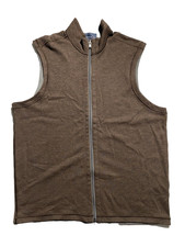 NEW-Size S Roundtree  Yorke Sweater Vest Zip Front Reversible Cotton Brown 70