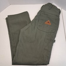 Bulwark FR Pants Men  s Size 36 Green Fire Resistant Carpenter Straight CA22753