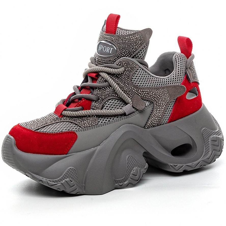 SAOLA Suola spessa moda sneaker donna stringate plateau piatto stivali sandali creeper nuovi