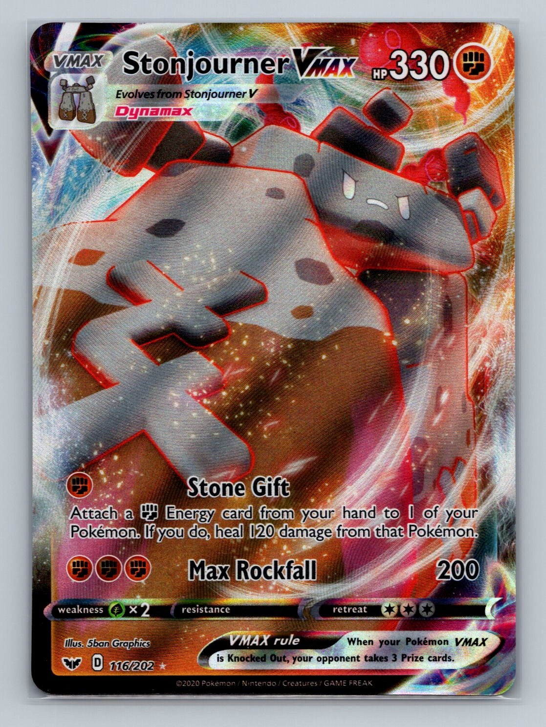 Pokemon SWSH01: Sword & Shield Base Set #116/202 Stonjourner VMAX