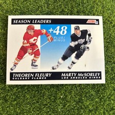 Theoren Fleury Marty McSorley 1991 Score Ice Hockey Season Leaders #407 NHL H13
