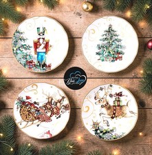 Williams Sonoma S/4 Twas the Night Before Christmas Salad Plates 8.25" NIB Mixed