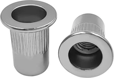 50Pcs 1/4"-20UNC Rivet Nuts,Stainless Steel Threaded Rivet,Knurled Nutsert,Flat 