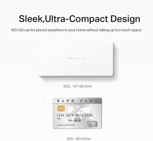 TP-Link Mercusys MS108 Switch Ethernet 8 Porte 10/100Mbps Sdoppiatore Ethernet - Foto 4 di 5