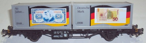Märklin 94032☀️ PMS 62-04 Bahnpostwagen 1998 Container-Tragwagen ☀️„unbespielt"✔ | Zustand: Neu
