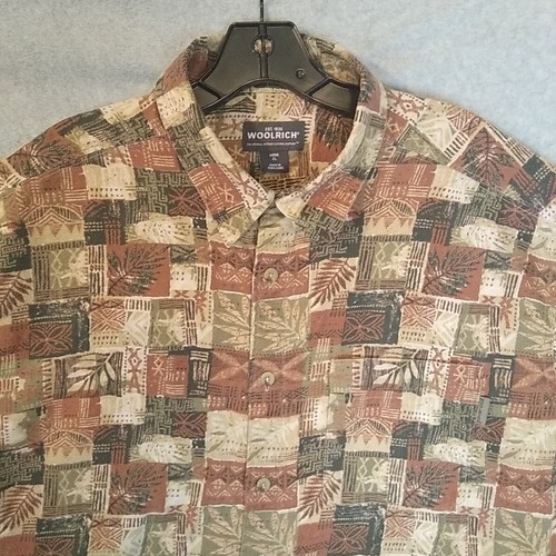 Woolrich Shirt Mens Extra Large Tan Southwestern Aztec Print Primitive Blocks - Picture 2 of 10
