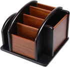Wooden Desk Organizer, Desktop Office Supplies Storage Remote Control Caddy Hold