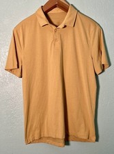 Lululemon Evolution Short Sleeve Polo Shirt Heathered Yellow Men s Large MINT