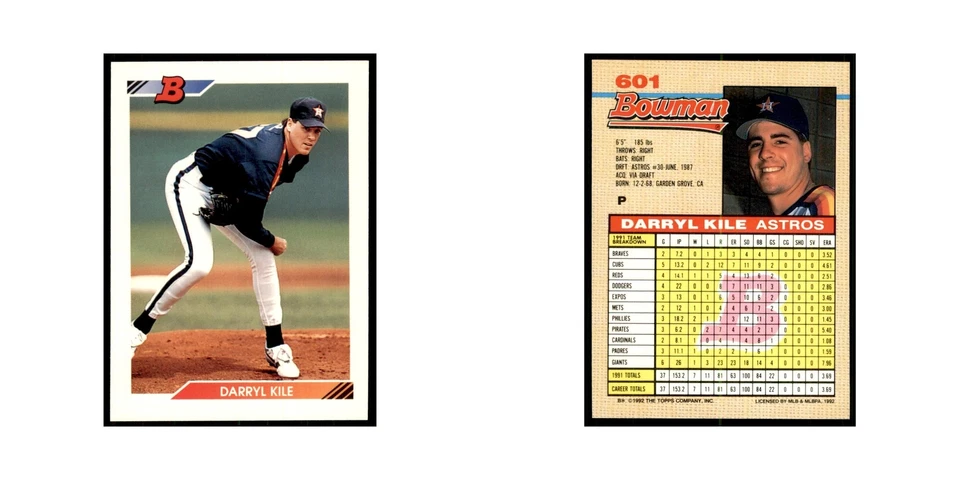 1992 Bowman Darryl Kile Baseball Cards #601 - Image 3 of 3