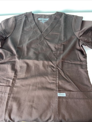 Grey’s Anatomy Scrubs Top M Brown Uniform Shirt Greys Medium - Picture 4 of 7
