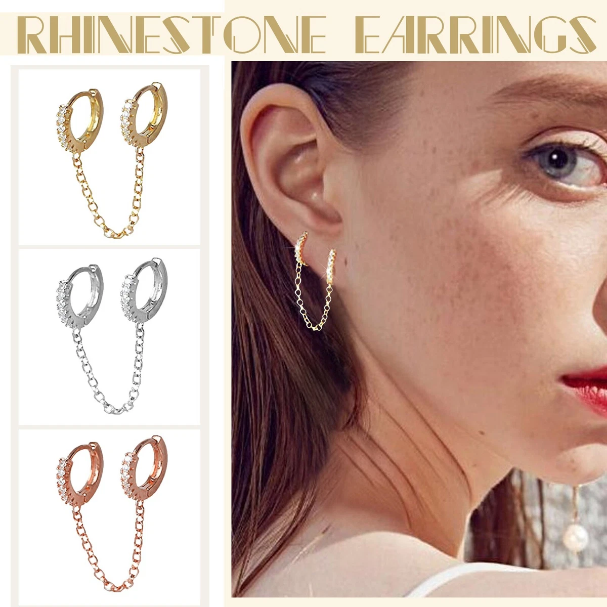 Hoop earrings with dangling chains online