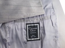 Christian Dior Vintage Tuxedo Jacket 43S Peaked Lapel Blazer Gray Stripes USA